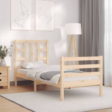 Solid Wood Bed Frame with Headboard - Small Single | Hipo Market