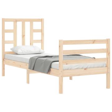 Solid Wood Bed Frame with Headboard - Small Single | Hipo Market