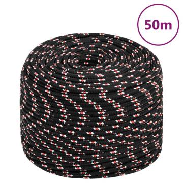 Boat Rope Black 6mm 50m - Durable Polypropylene for Boating