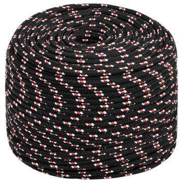 Boat Rope Black 6mm 50m - Durable Polypropylene for Boating