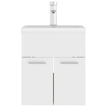 Stylish Sink Cabinet with Built-in Basin - White & Sonoma Oak