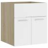 Stylish Sink Cabinet with Built-in Basin - White & Sonoma Oak