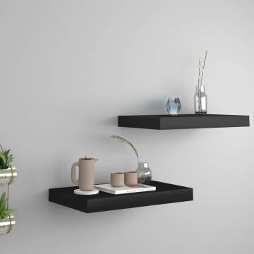 Stylish Floating Wall Shelves - Set of 2 Black - 40x23 cm