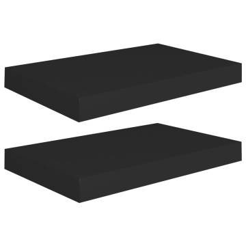 Stylish Floating Wall Shelves - Set of 2 Black - 40x23 cm