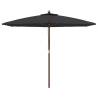 Garden Parasol with Wooden Pole - Black 299x240 cm