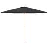 Garden Parasol with Wooden Pole - Black 299x240 cm