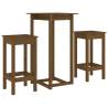 3 Piece Bar Set - Honey Brown Solid Wood Pine | Hipo Market