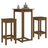 3 Piece Bar Set - Honey Brown Solid Wood Pine | Hipo Market