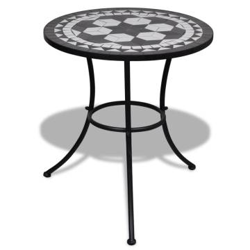 Bistro Table Black and White 60 cm Mosaic - Stylish Outdoor Furniture