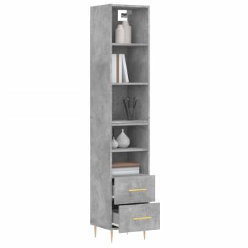 Stylish Highboard Concrete Grey 34.5x34x180 cm Engineered Wood