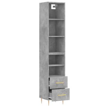 Stylish Highboard Concrete Grey 34.5x34x180 cm Engineered Wood