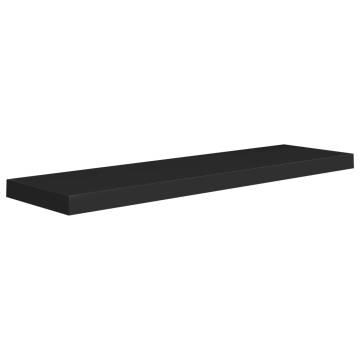 Floating Wall Shelf Black - Stylish MDF Display Shelf 90x23.5cm