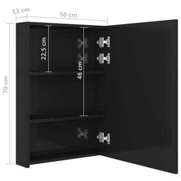 LED Bathroom Mirror Cabinet - Shining Black | 50x13x70 cm