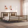 Bed Frame with Headboard Honey Brown 200x200 cm Solid Wood Colour honey brown Size 200 x 200 cm 