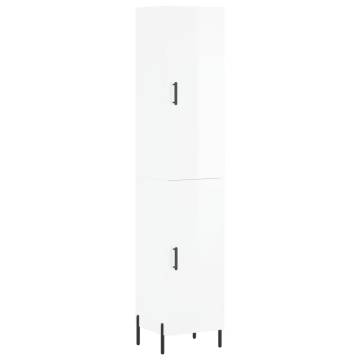 Highboard High Gloss White 34.5x34x180 cm - Stylish Storage