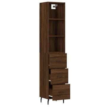 Stylish Highboard Brown Oak - 34.5x34x180 cm Engineered Wood