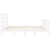 White Bed Frame with Headboard - 200x200 cm Solid Wood