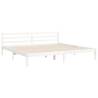 White Bed Frame with Headboard - 200x200 cm Solid Wood