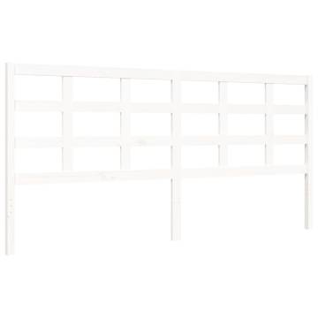 White Bed Frame with Headboard - 200x200 cm Solid Wood