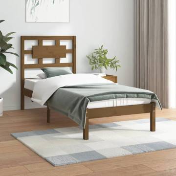 Honey Brown Solid Wood Pine Bed Frame - 100x200 cm