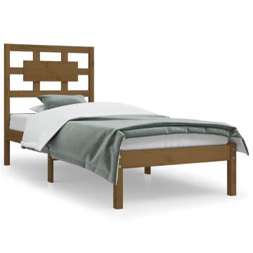 Honey Brown Solid Wood Pine Bed Frame - 100x200 cm