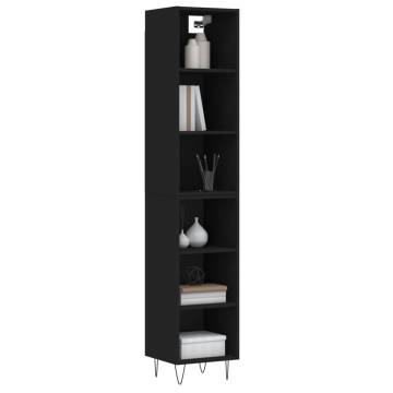 Stylish Highboard Black | 34.5x32.5x180 cm Engineered Wood