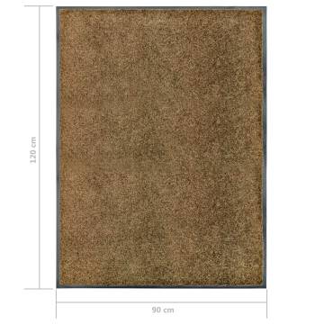 Doormat Washable Brown 90x120 cm - Durable & Non-slip