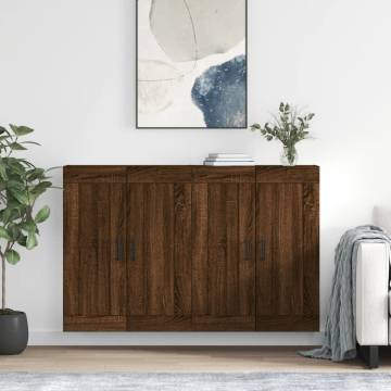 Elegant Wall Mounted Cabinets - 2 pcs Brown Oak | HipoMarket