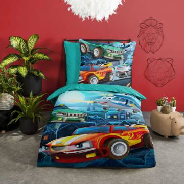 Good Morning Kids Duvet Cover Race 135x200 cm - Hipomarket