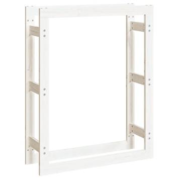 Firewood Rack White 80x25x100 cm - Solid Pine Wood