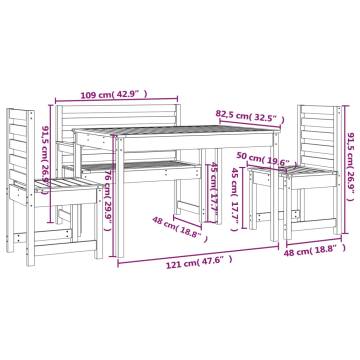 4 Piece Solid Wood Garden Dining Set - Douglas | HipoMarket