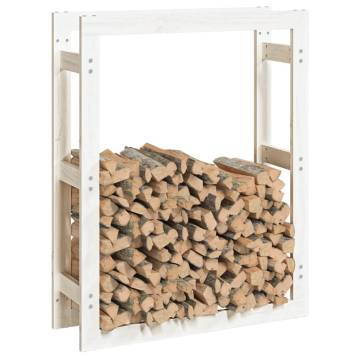 Firewood Rack White 80x25x100 cm - Solid Pine Wood