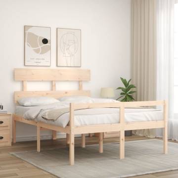 Double Solid Wood Bed Frame with Headboard - HipoMarket