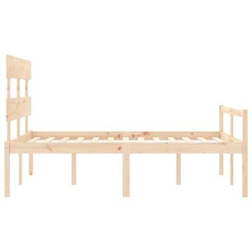 Double Solid Wood Bed Frame with Headboard - HipoMarket