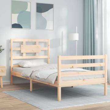 Solid Wood Bed Frame with Headboard 90x200 cm | Hipo Market