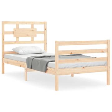 Solid Wood Bed Frame with Headboard 90x200 cm | Hipo Market