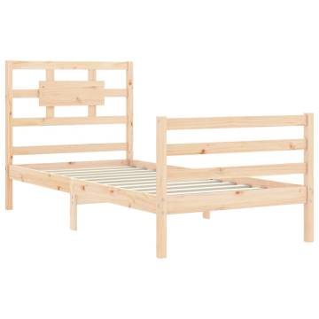 Solid Wood Bed Frame with Headboard 90x200 cm | Hipo Market