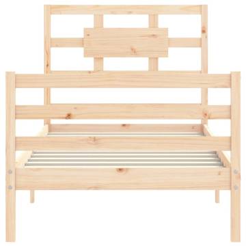 Solid Wood Bed Frame with Headboard 90x200 cm | Hipo Market