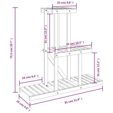 Flower Stand 81x25x75.5 cm Solid Wood Fir - Stylish Plant Display