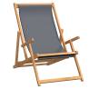 Folding Beach Chair Solid Wood Teak Grey - Hipomarket UK