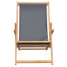 Folding Beach Chair Solid Wood Teak Grey - Hipomarket UK