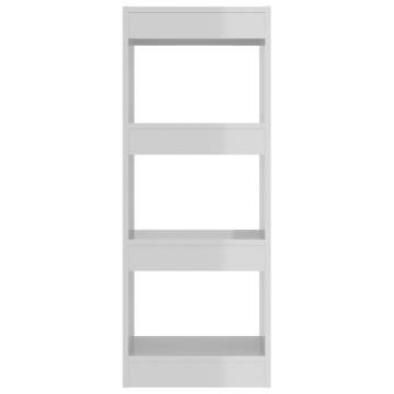 High Gloss White Book Cabinet & Room Divider - 40x30x103 cm