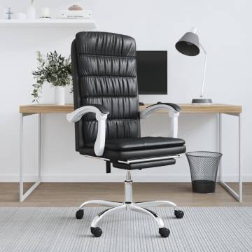 Reclining Office Chair - Black Faux Leather Comfort & Style