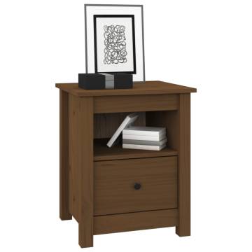 Honey Brown Bedside Cabinets - Solid Pine Wood, 2 pcs