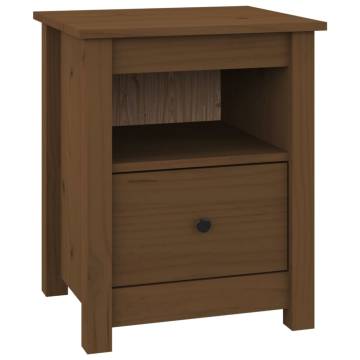 Honey Brown Bedside Cabinets - Solid Pine Wood, 2 pcs