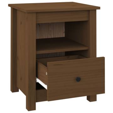 Honey Brown Bedside Cabinets - Solid Pine Wood, 2 pcs