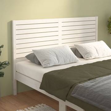 Elegant White Bed Headboard - Solid Pine Wood 166x4x100 cm