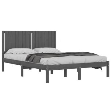 Grey Solid Wood Bed Frame 150x200 cm King Size | Hipo Market