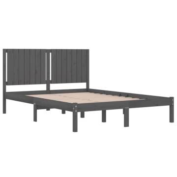 Grey Solid Wood Bed Frame 150x200 cm King Size | Hipo Market