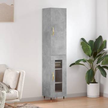 Stylish Highboard in Concrete Grey - Durable Engineered Wood